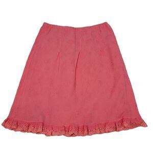 Vintage Y2K Erin London Crinkle Embroidered Coral Lace Trim Skirt Size 14